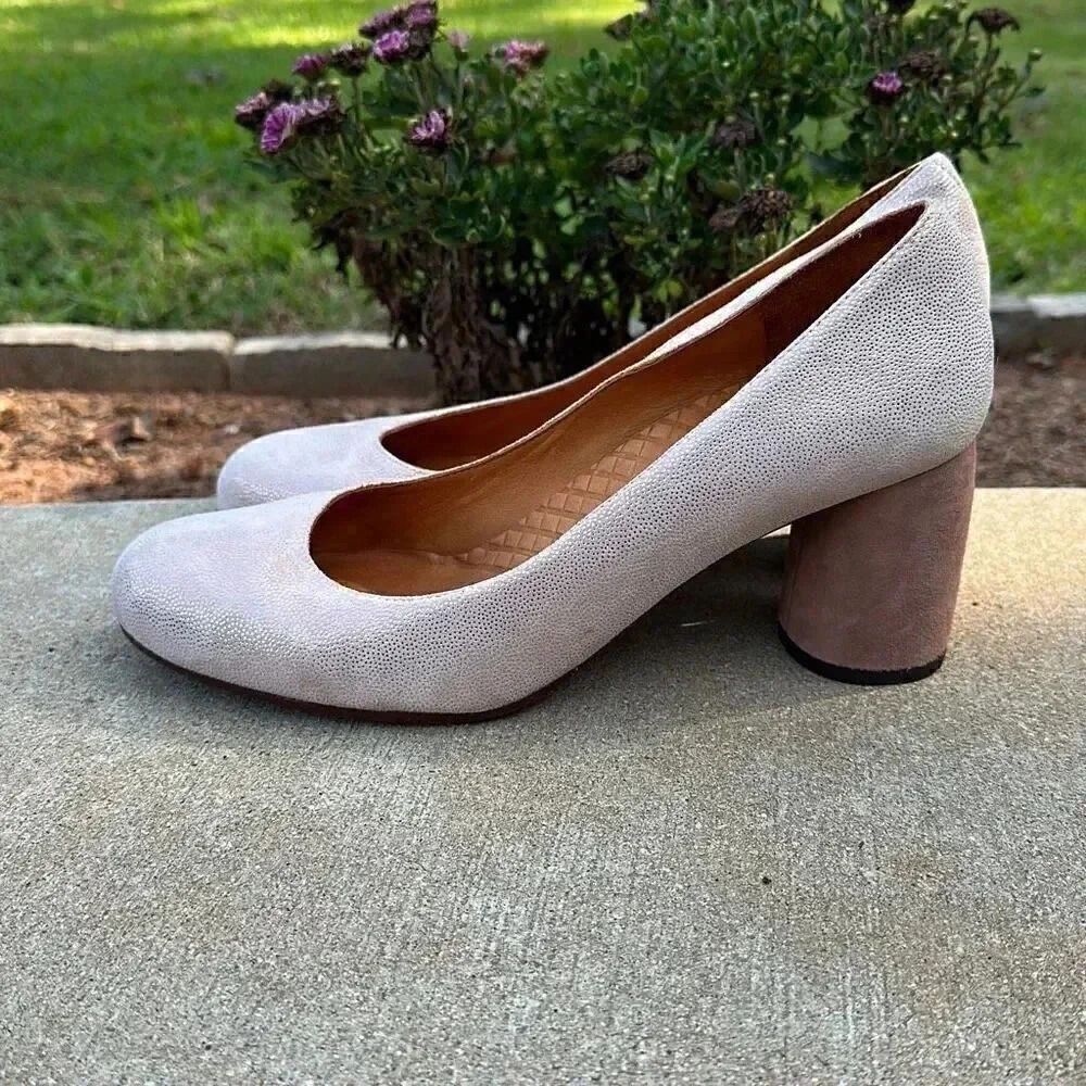 Chie Mihara Pink Block Heel Pumps Leather Women Size 39 Designer Shoes